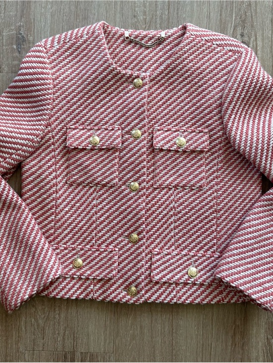 J. Crew Jackets & Blazers - J CREW | ISABELLE PINK & WHITE TWEED LADY JACKET | GOLD TONED BUTTONS, LINED EUC